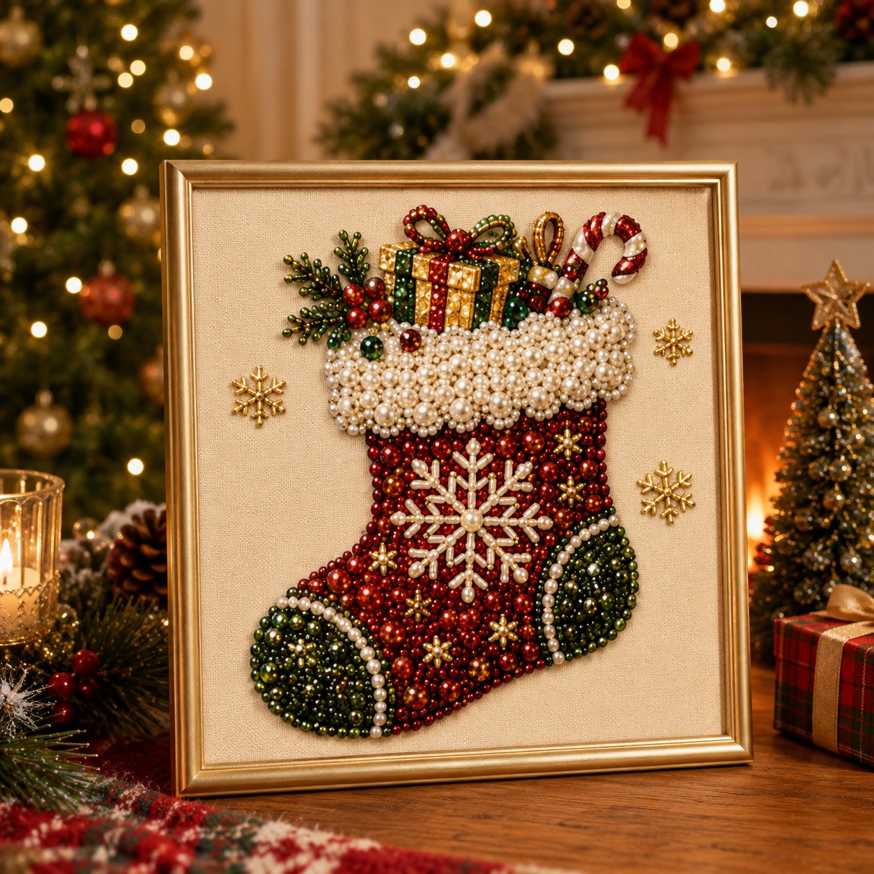 🎄LAST DAY 49% OFF – DIY Christmas Pearl Diamond Painting Art Kit With Frame