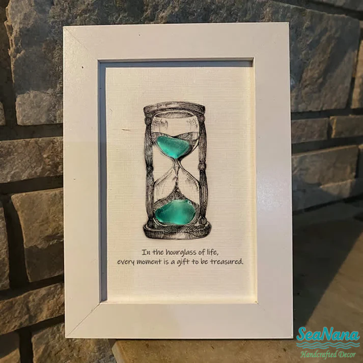 廃盤 A CURRENT AFFAIR/LIFE IN AN HOURGLASS Life's Filled Hourglass Quote Sea Glass Framed Art – seaglassdiy