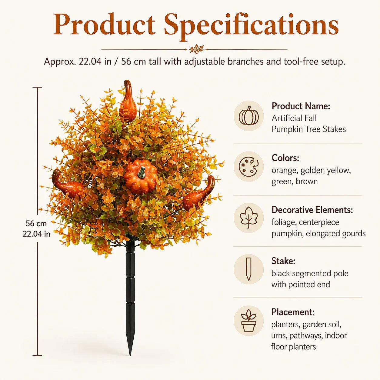 🔥 Artificial Fall Pumpkin Tree Stakes