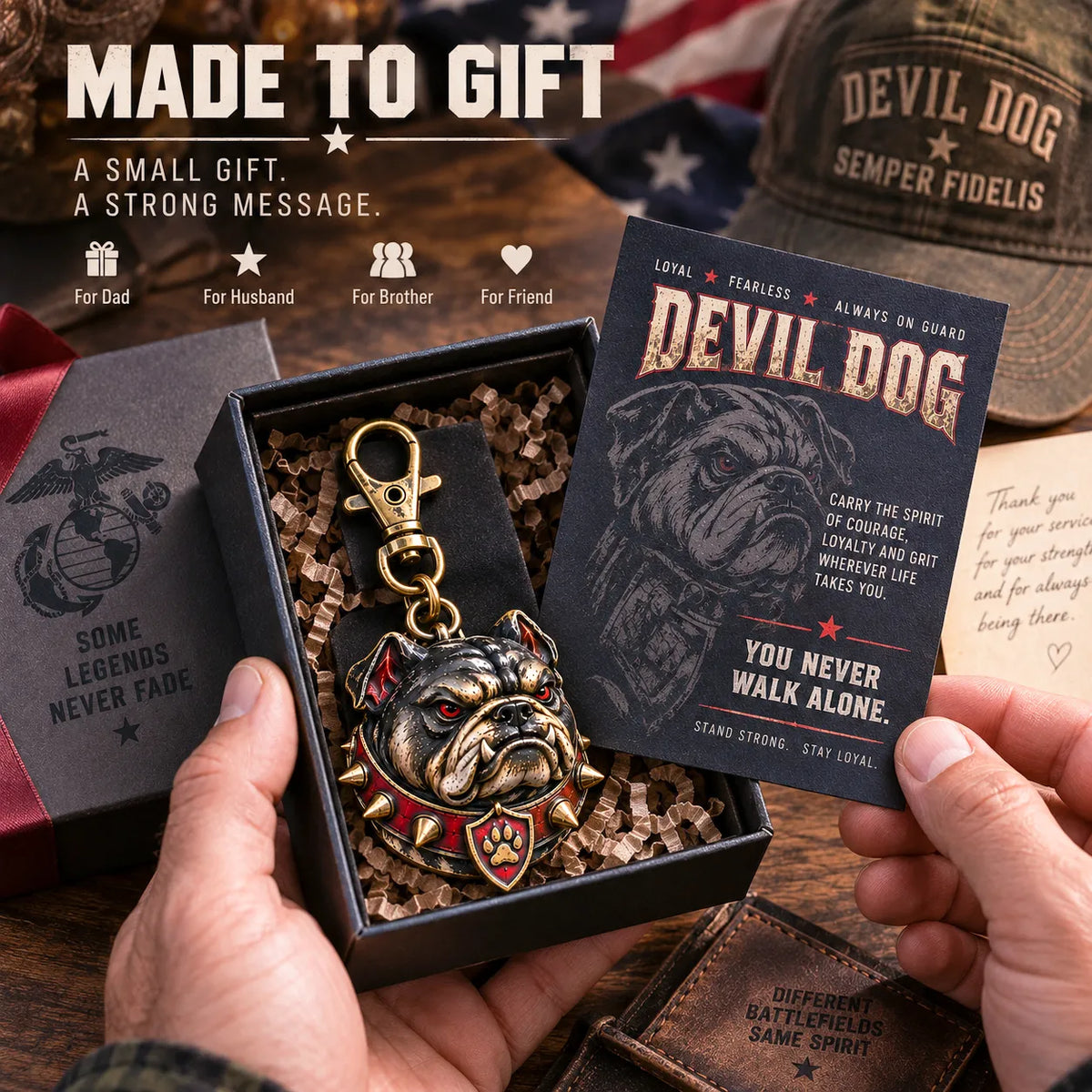 🔥LAST DAY 50% OFF - 🐶 Devil Dog Guardian Metal Keepsake Keychain