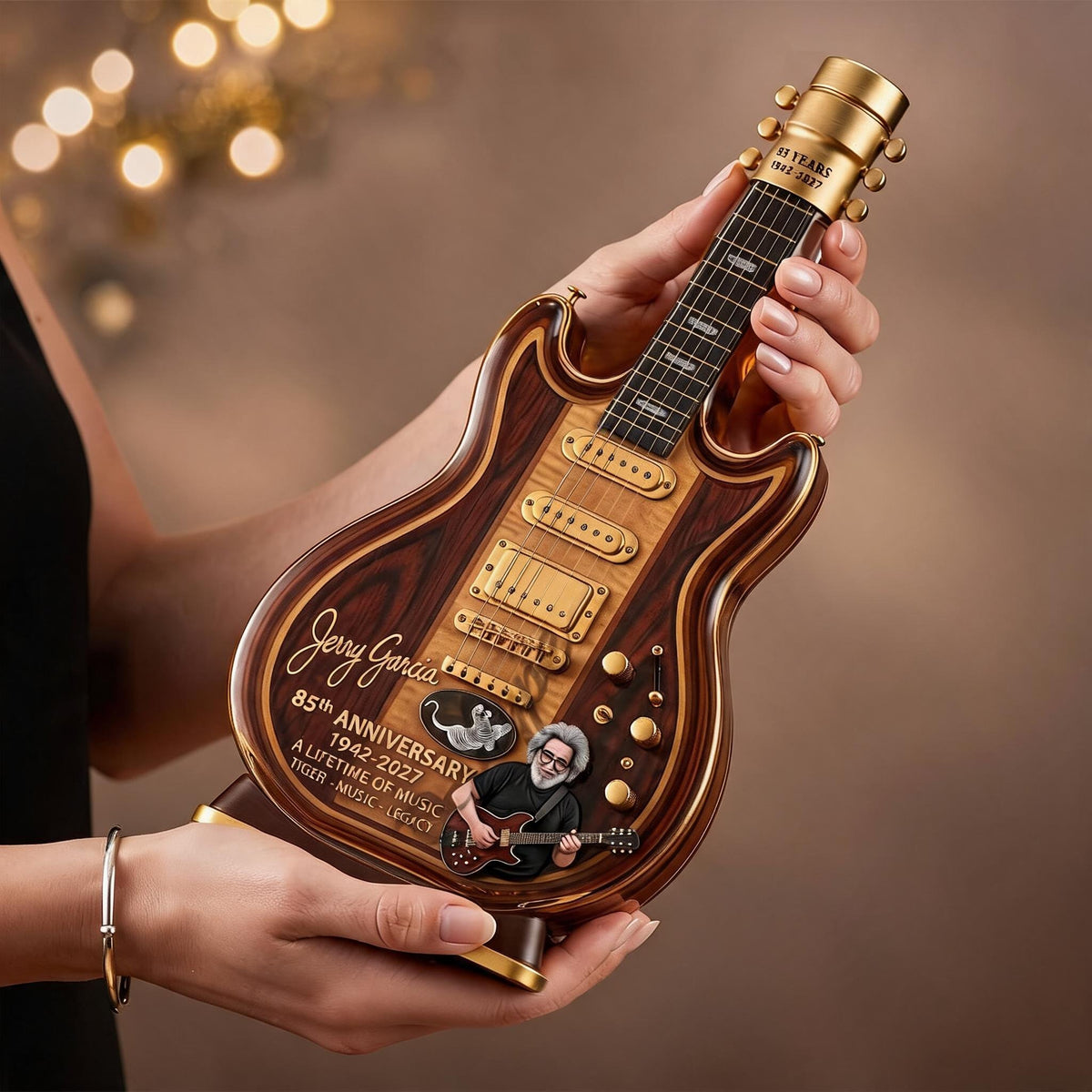 Jerry Garcia 85th Anniversary Tiger Guitar Glass Decanter