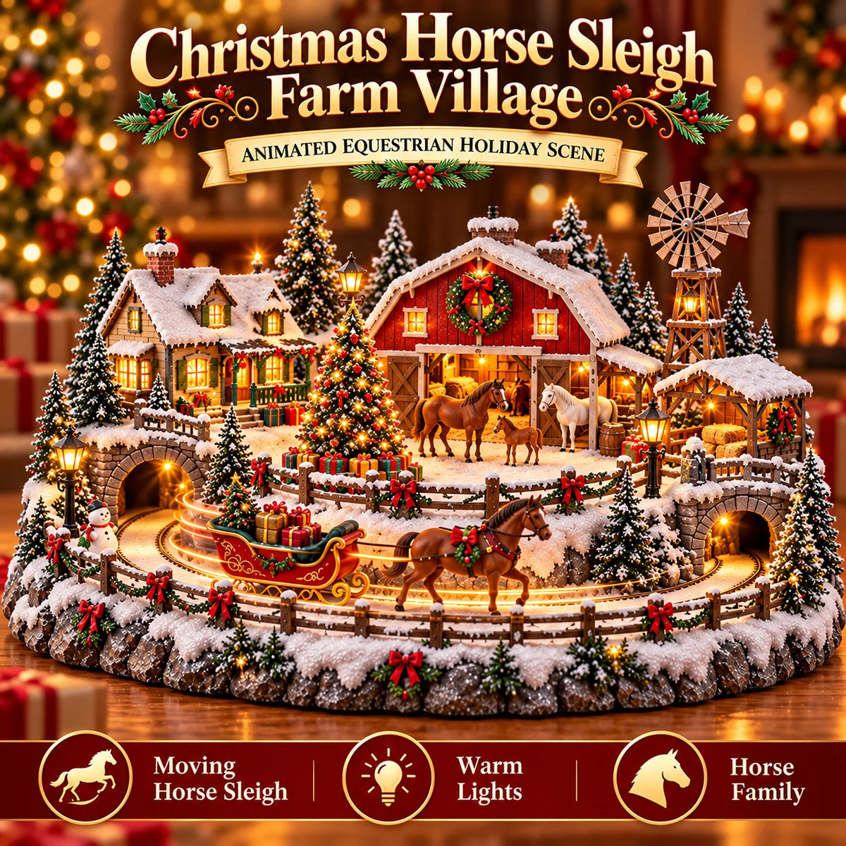 ๐ฎ Highland Cow Christmas Farm Village โ Lighted Farmhouse Holiday Scene