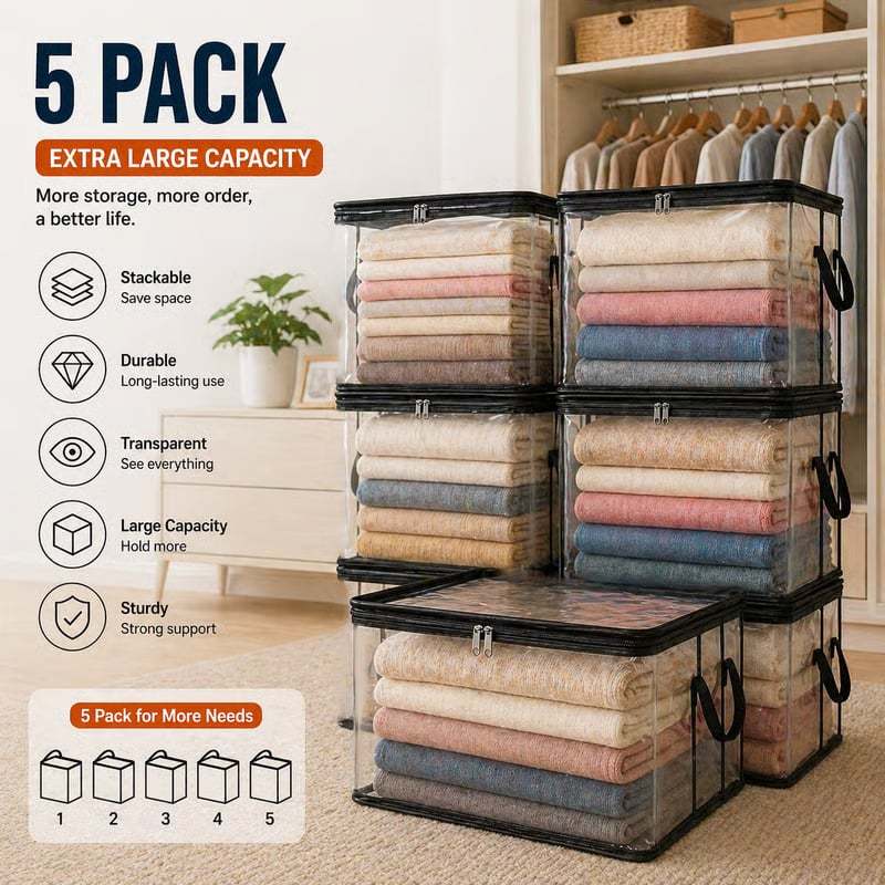🔥Last Day 50% OFF-📦️Large Dustproof Storage Box with Handle📦️