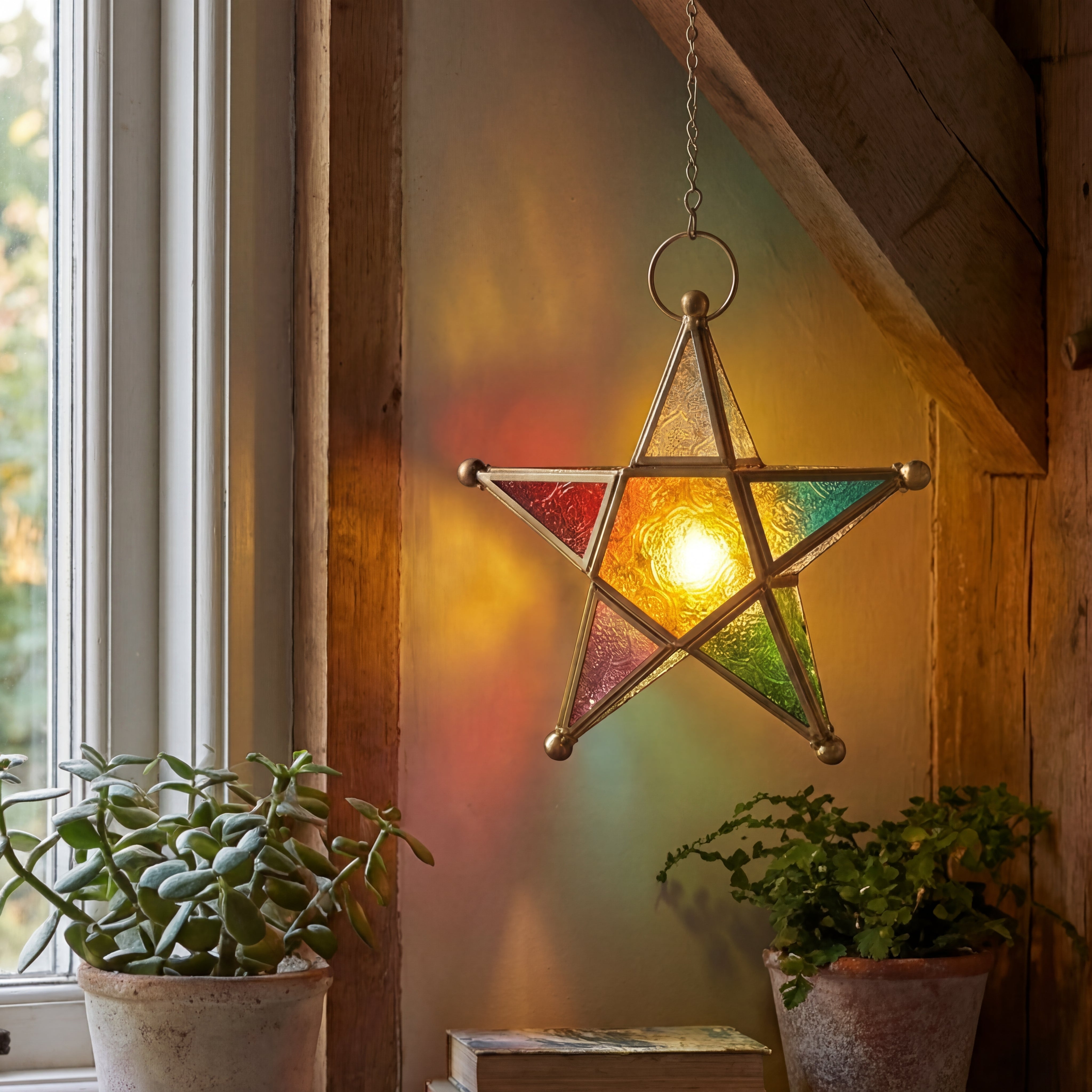 ✨Moroccan Star Lantern - Colorful Stained Glass – seaglassdiy