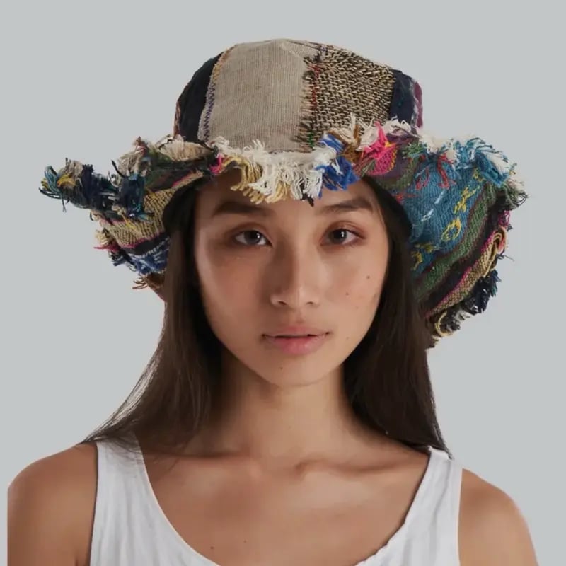 🔥Last Day 55% OFF - 🍄🎩Patchwork Multicolored Mushroom Hemp Hat with Hidden Pocket Fedorahats