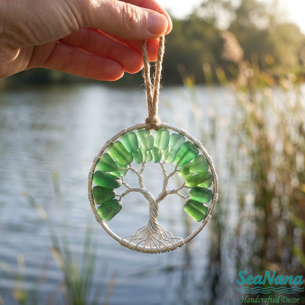 🌳Handmade Tree of Life Sea Glass Pendant＆Ornament