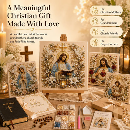 🔥 Last Day 49% OFF – ✝️ DIY Jesus Pearl Art Kit | 3D Pearl-Style Christian Artwork for Prayer Corners & Faith Gifts