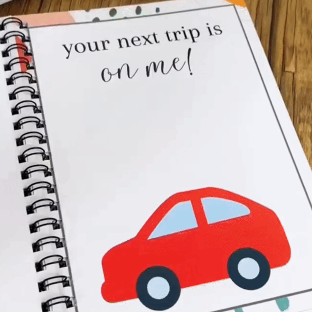 Gift card book in use