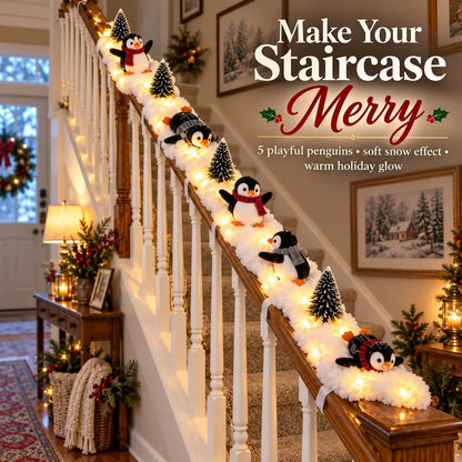 🔥Last Day 50% OFF - 🔥Playful Penguin Snowy Stair Railing Decor