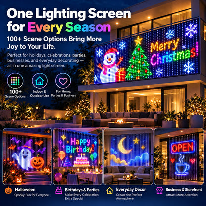✨ Turn Your Balcony Into A Giant LED Light Show! 🎄 Smart Animated Mesh Screen 🎆📱