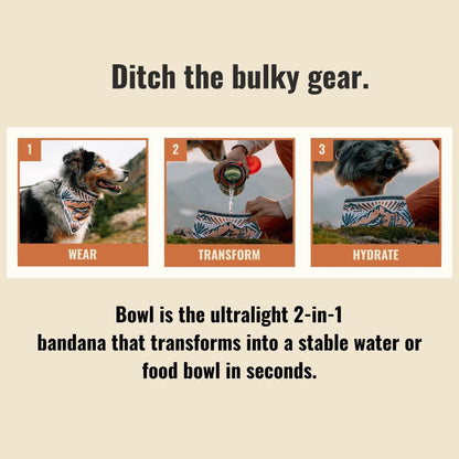 🐶2-in-1 Reversible Dog Bandana Bowl, Lightweight Spill-Proof TPU Travel Feeding Bowl for All Dogs Outdoor Hiking Camping💧