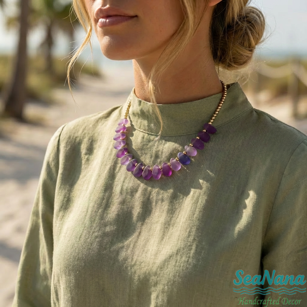 🌈Rainbow Handcrafted Sea Glass Necklace