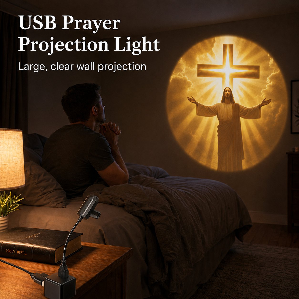 (🎁Last Day 49% OFF)🙏USB Jesus Wall Projection Lamp – Bring Peaceful Worship Glow Into Your Home