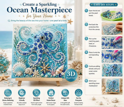 🔥 Last Day 49% OFF - 🌊✨ Ocean Theme Pearl Art DIY Kit – Relaxing DIY Craft to Create Stunning Coastal Artwork