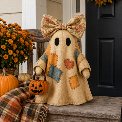 🍂👻Lighted Vintage Patchwork Ghost