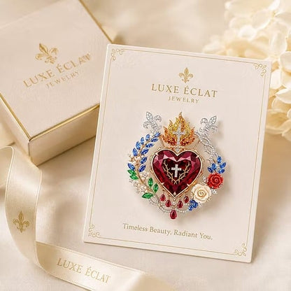 🔥HOT SALE 49% OFF❤️Sacred Heart Floral Gemstone Brooch | Vintage Palace-Inspired Statement Pin✨