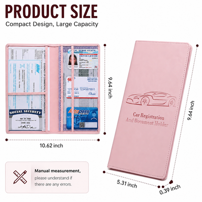 🚗 Car Registration & Insurance Document Holder | Premium PU Leather Organizer