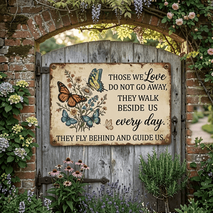 Dragonfly Memorial Garden Sign – “Those We Love Don’t Go Away” Sympathy Gift, Remembrance Outdoor Decor