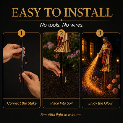 ✝️ Solar Jesus Fiber Optic Garden Light ✨ | Faith-Inspired Outdoor Decor