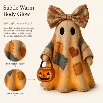 🍂👻Lighted Vintage Patchwork Ghost