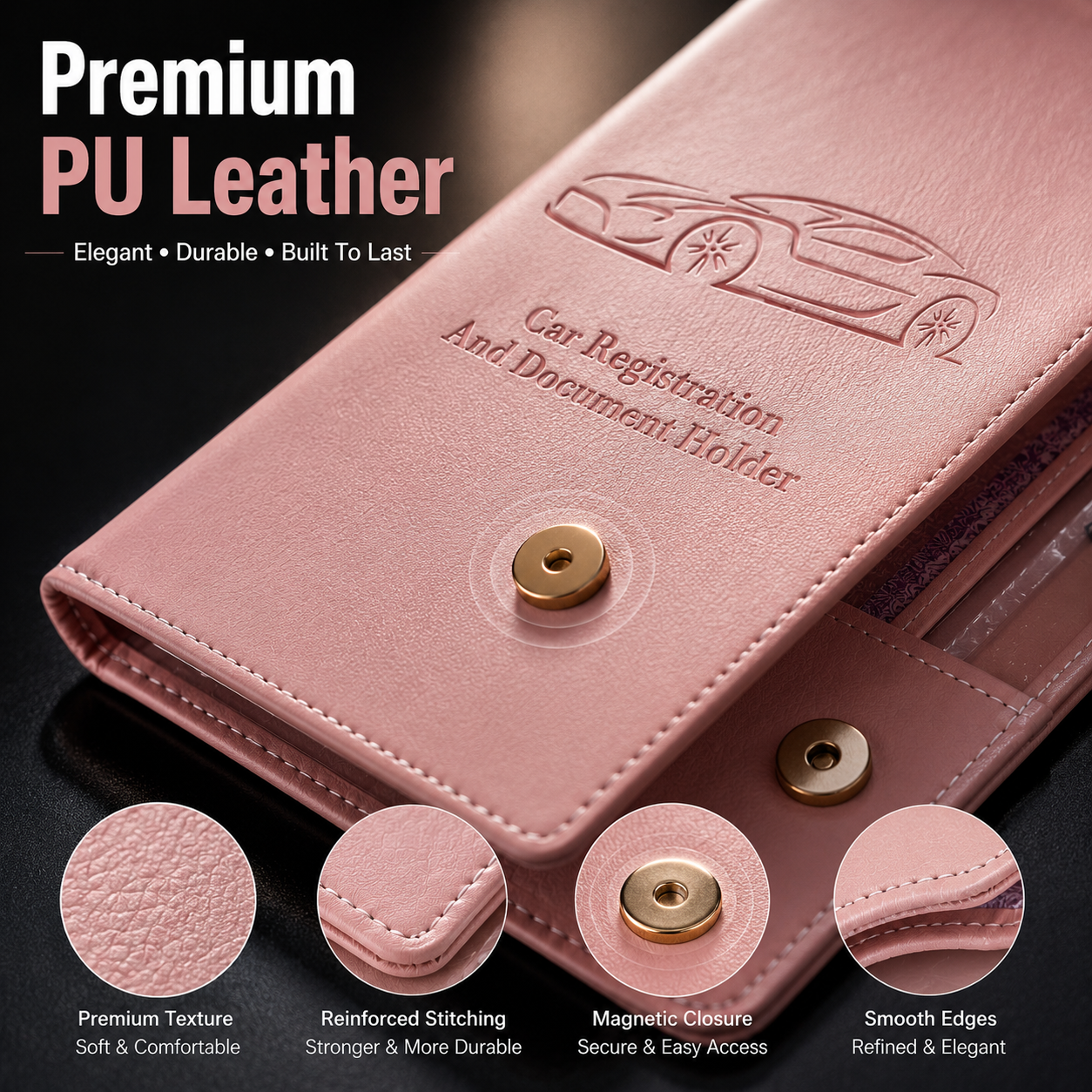 🚗 Car Registration & Insurance Document Holder | Premium PU Leather Organizer