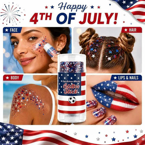 🦅4th of July Glitter Stick✨🔔Red, White & Blue Body & Hair Sparkle