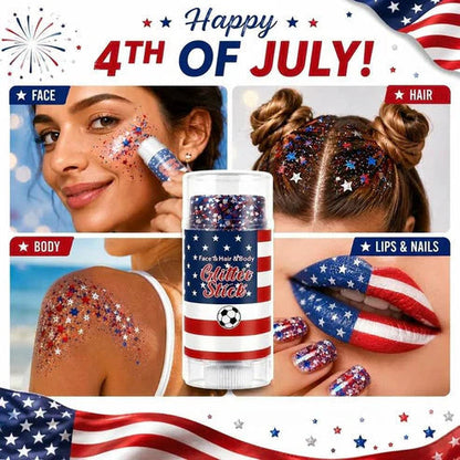 🦅4th of July Glitter Stick✨🔔Red, White & Blue Body & Hair Sparkle