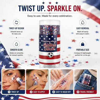 🦅4th of July Glitter Stick✨🔔Red, White & Blue Body & Hair Sparkle