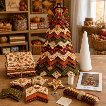 🔥LAST DAY 50% OFF - 🎄Handmade Layered Fabric Tree Quilt Kit – Stitch a Beautiful Tree for Every Season🧵