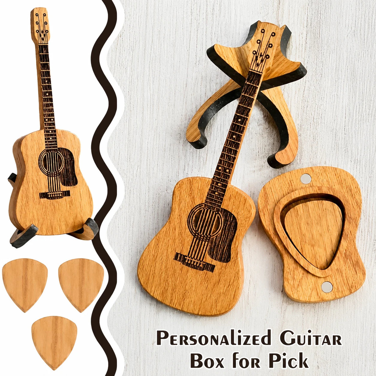 🎸100% Handmade Mini Cute Edition Wooden Guitar Plectrum Case(𝐉𝐚𝐤𝐞 𝐖𝐢𝐥𝐬𝐨𝐧 𝐇𝐚𝐧𝐝𝐦𝐚𝐝𝐞®)