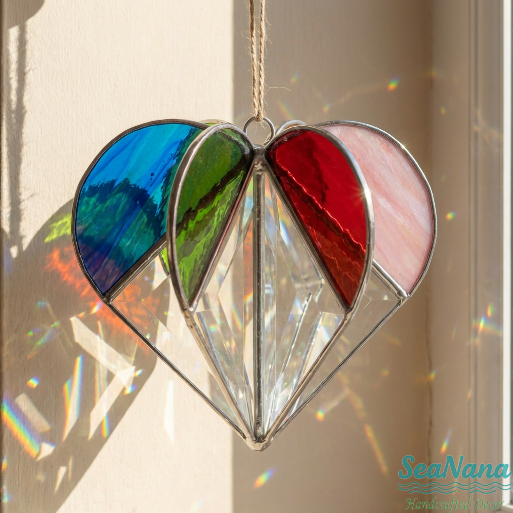 ☀️Colorful Heart-Shaped Glass Suncatcher
