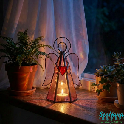 ✨ Guardian Angel Stained Glass Angel Candle Holder