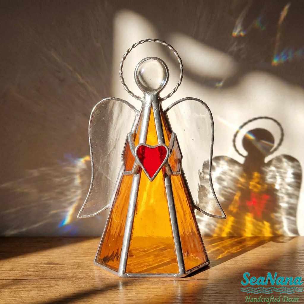 ✨ Guardian Angel Stained Glass Angel Candle Holder
