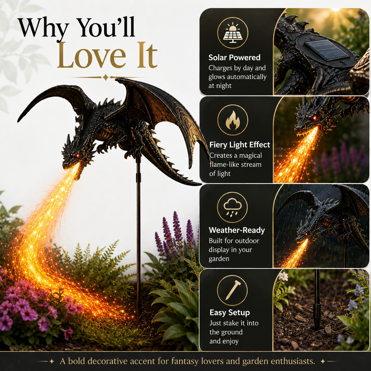 🔥Last Day 50% OFF -Solar Dragon Fire Garden Light