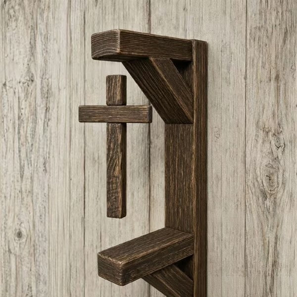 ✝️ Handmade Floating Wooden Cross Tabletop Decor