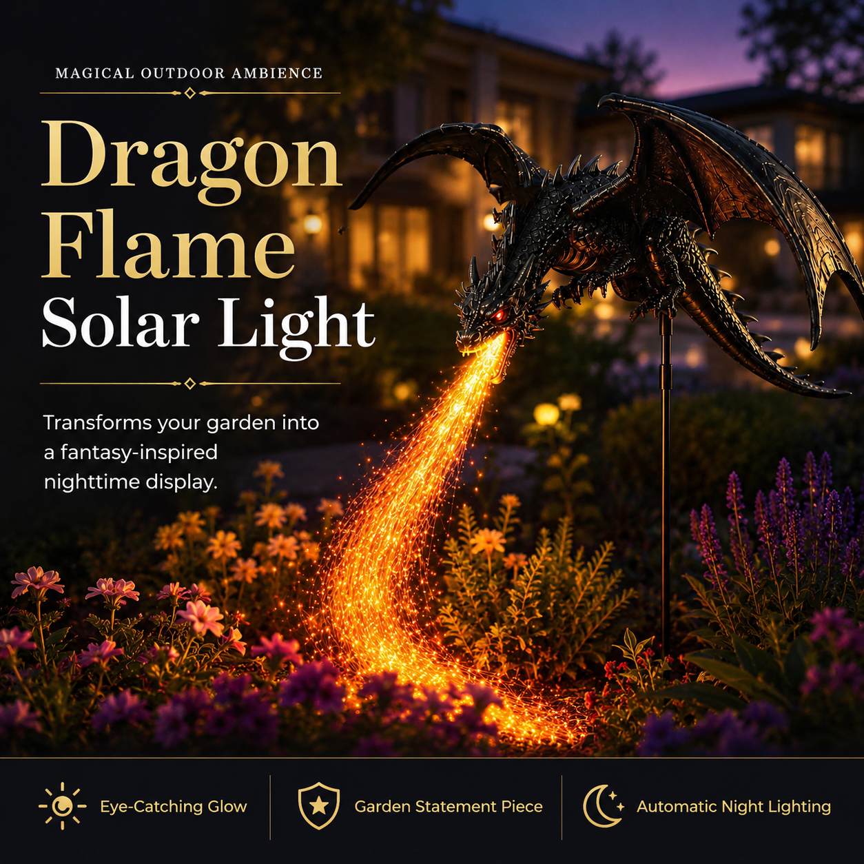 🔥Last Day 50% OFF -Solar Dragon Fire Garden Light