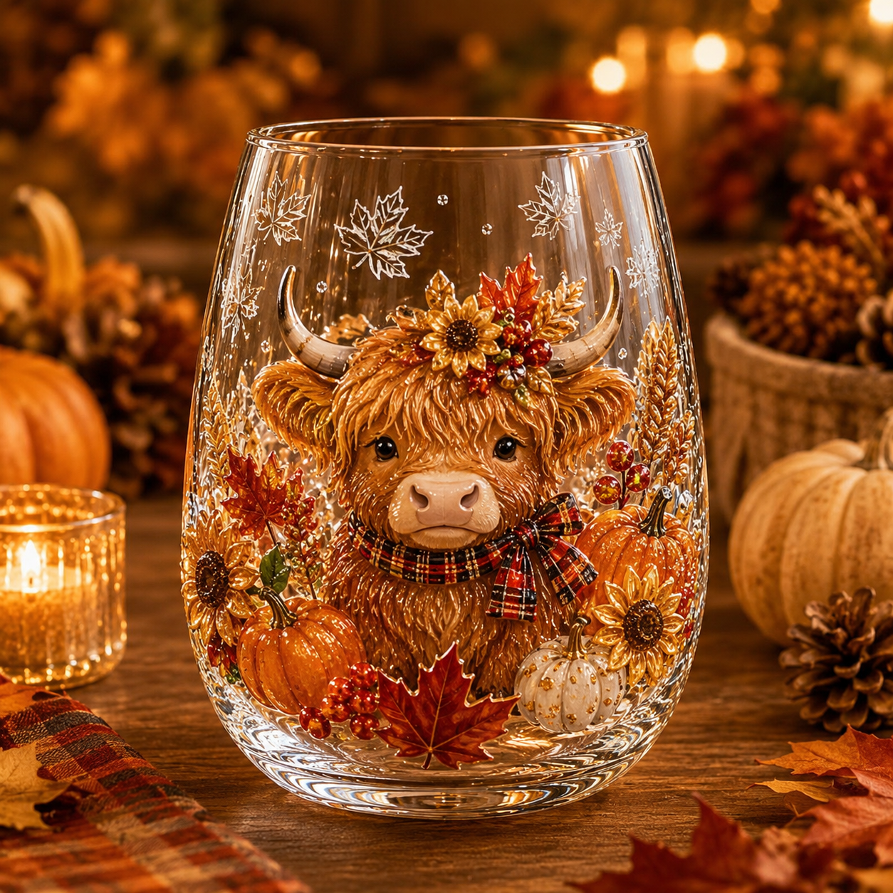 🍂Autumn Harvest 3D Glass Cup Gift Set – 6 Festive Designs