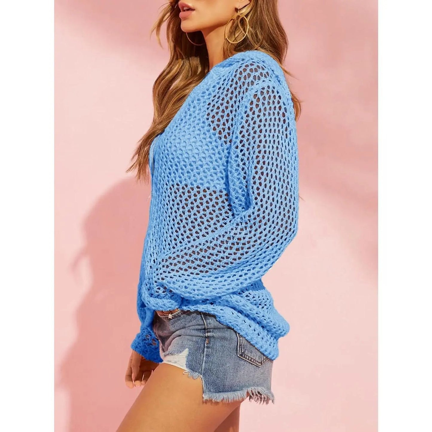 🔥LAST DAY 50% OFF - Women's Crochet Lightweight Cardigan Zip Up