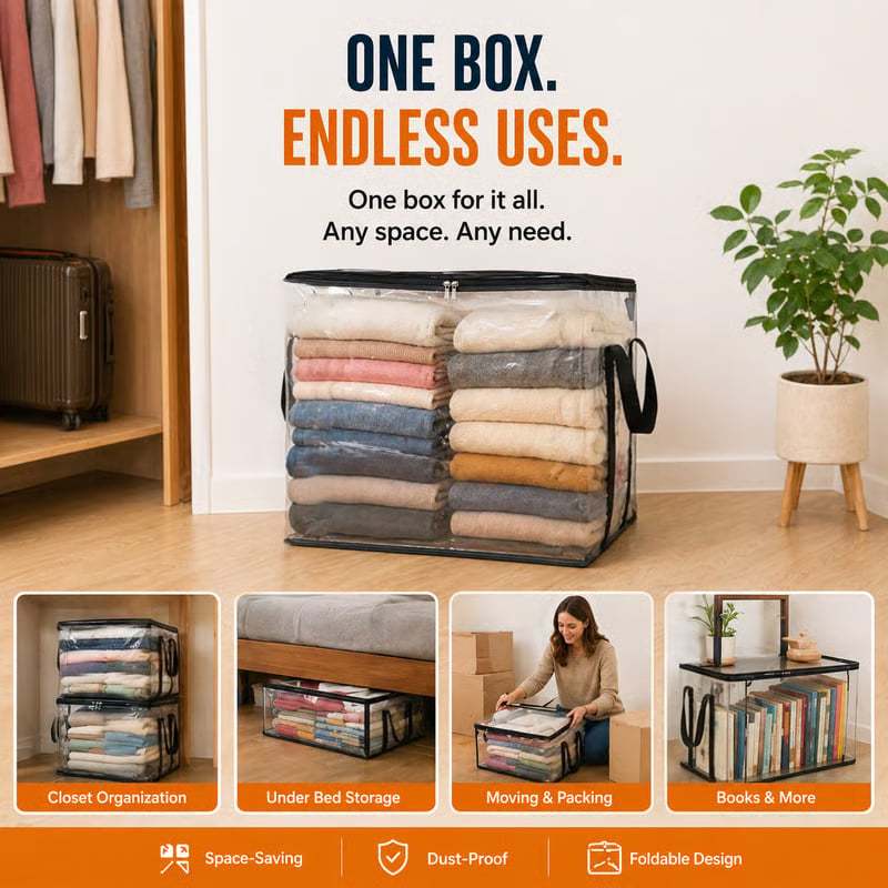 🔥Last Day 50% OFF-📦️Large Dustproof Storage Box with Handle📦️