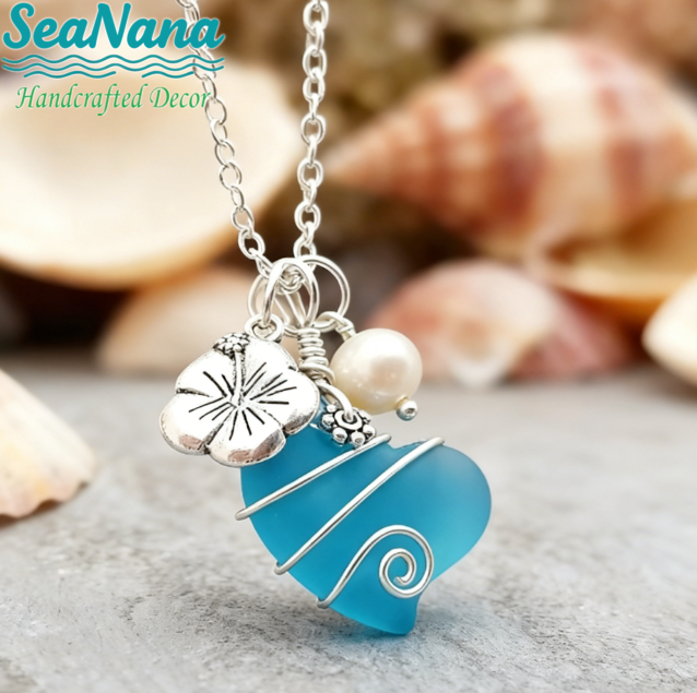 💖Handcrafted Heart Sea Glass Necklace