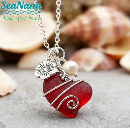 💖Handcrafted Heart Sea Glass Necklace