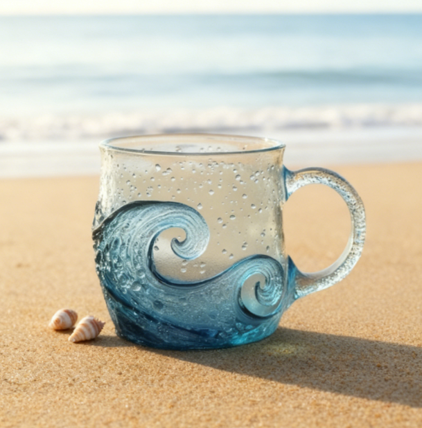 🎄Christmas Best Gifts 🎁 Whispering Waves Artisan Glass Mug🌊