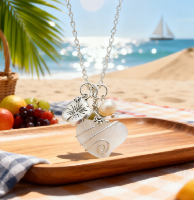 💖Handcrafted Heart Sea Glass Necklace