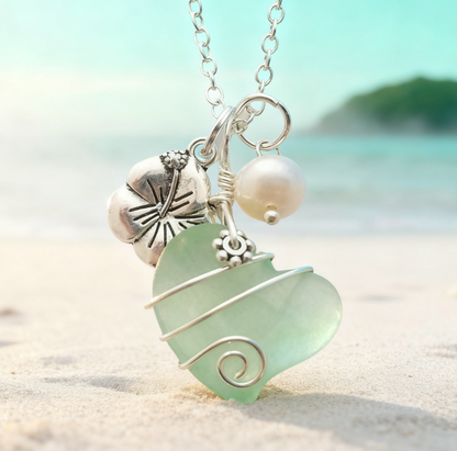 💖Handcrafted Heart Sea Glass Necklace