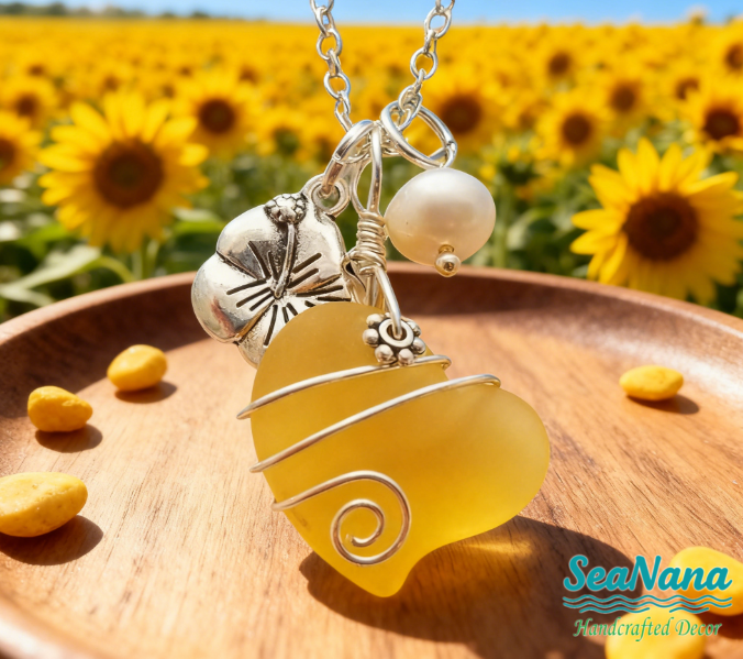 💖Handcrafted Heart Sea Glass Necklace