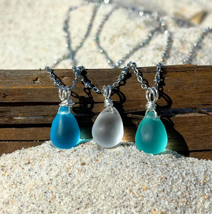 Sea Glass Teardrop Necklace | Symbol of Love