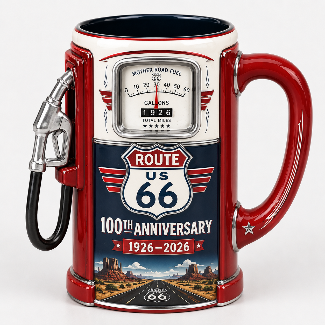 Route 66 Centennial Fuel Pump Mug – 100th Anniversary Edition (1926–2026）