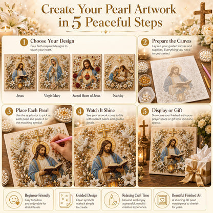 🔥 Last Day 49% OFF – ✝️ DIY Jesus Pearl Art Kit | 3D Pearl-Style Christian Artwork for Prayer Corners & Faith Gifts