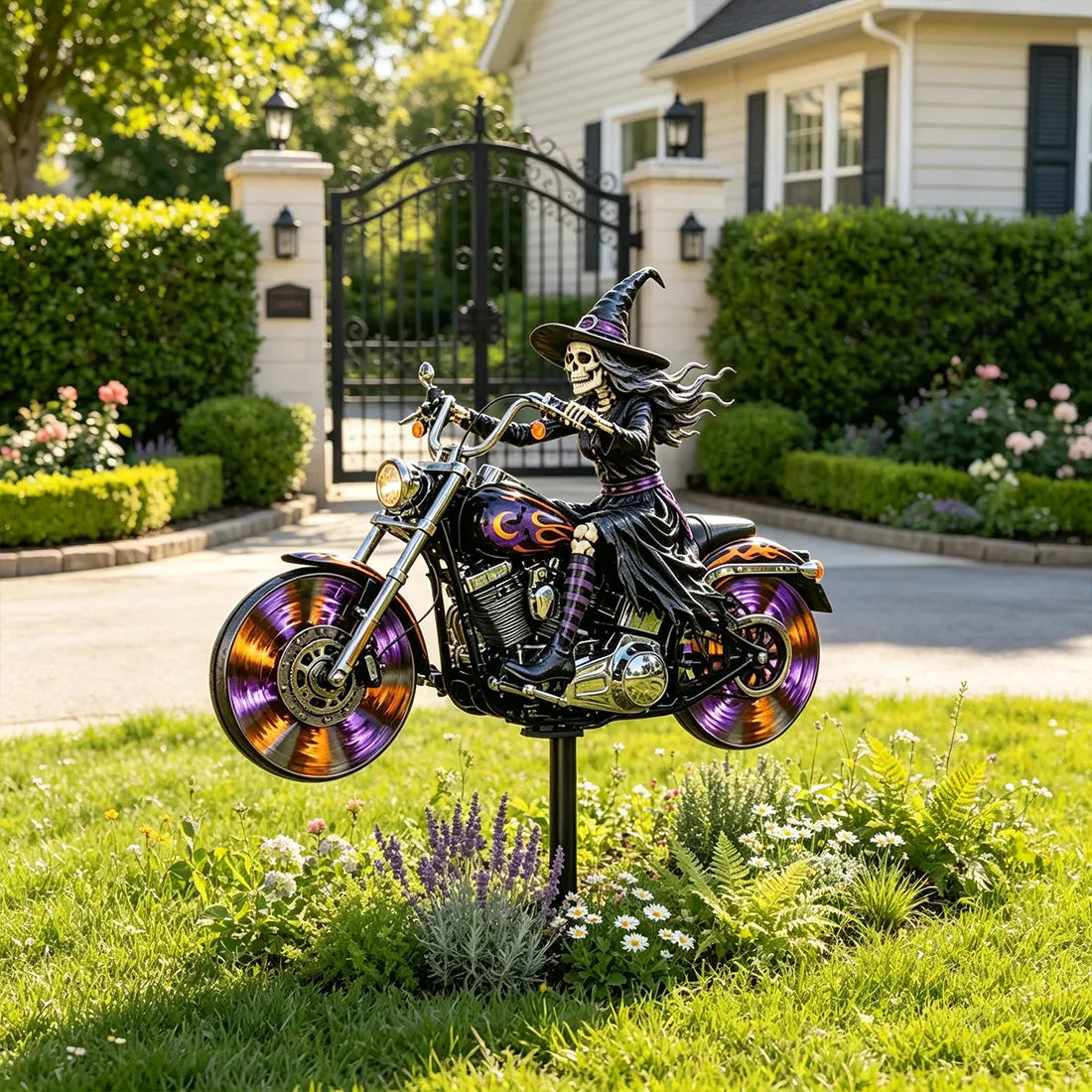 🎃 BikerSpooky™ Halloween Motorcycle Garden Windmill 🏍️