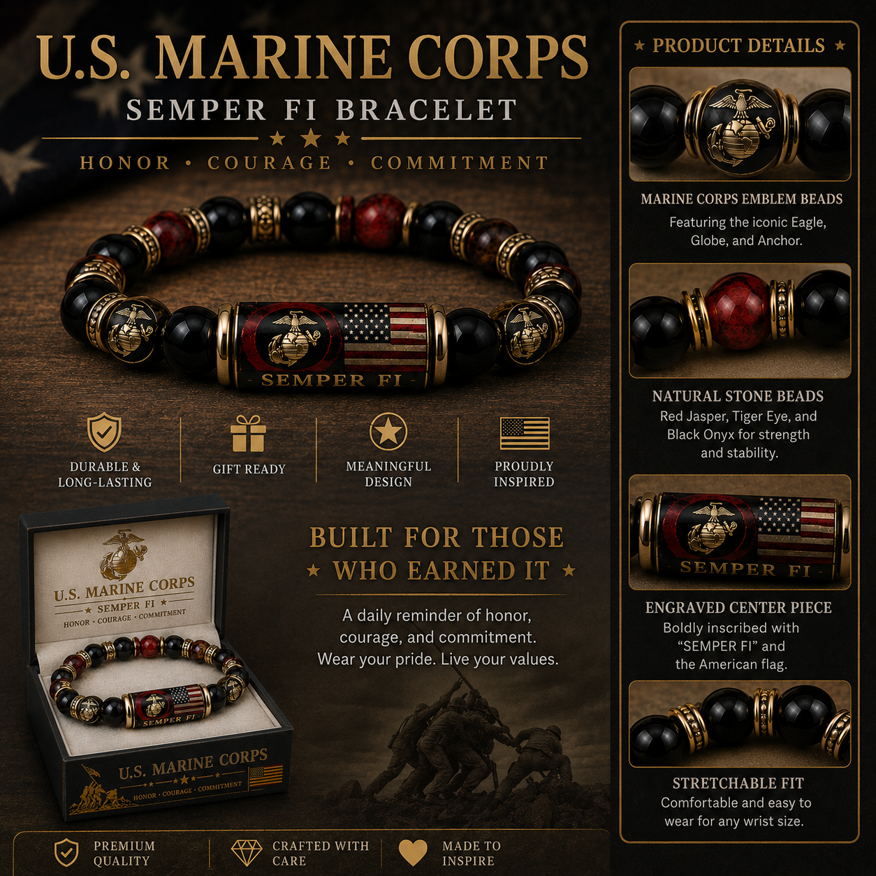 🇺🇸 Last Day Promo: 49% OFF 🎖️ - U.S. Marine Corps Semper Fi Tribute Beaded Bracelet